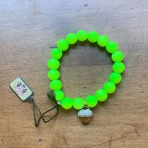 Juicy Couture Pam & Gela Green Beaded Friendship Bracelet Crystal Cupcake Charm